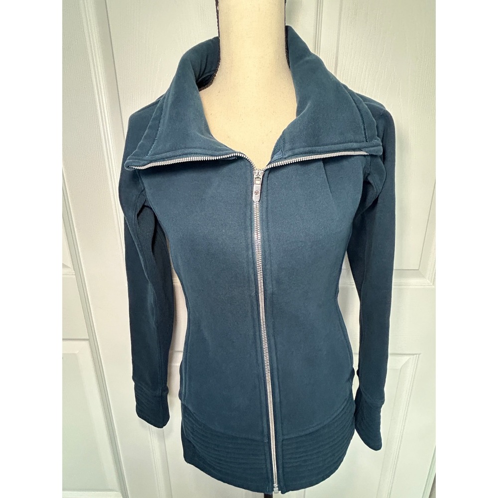 Lululemon Radiance II Jacket 6 Petrol Blue Fleece Funnel Neck Full Zip